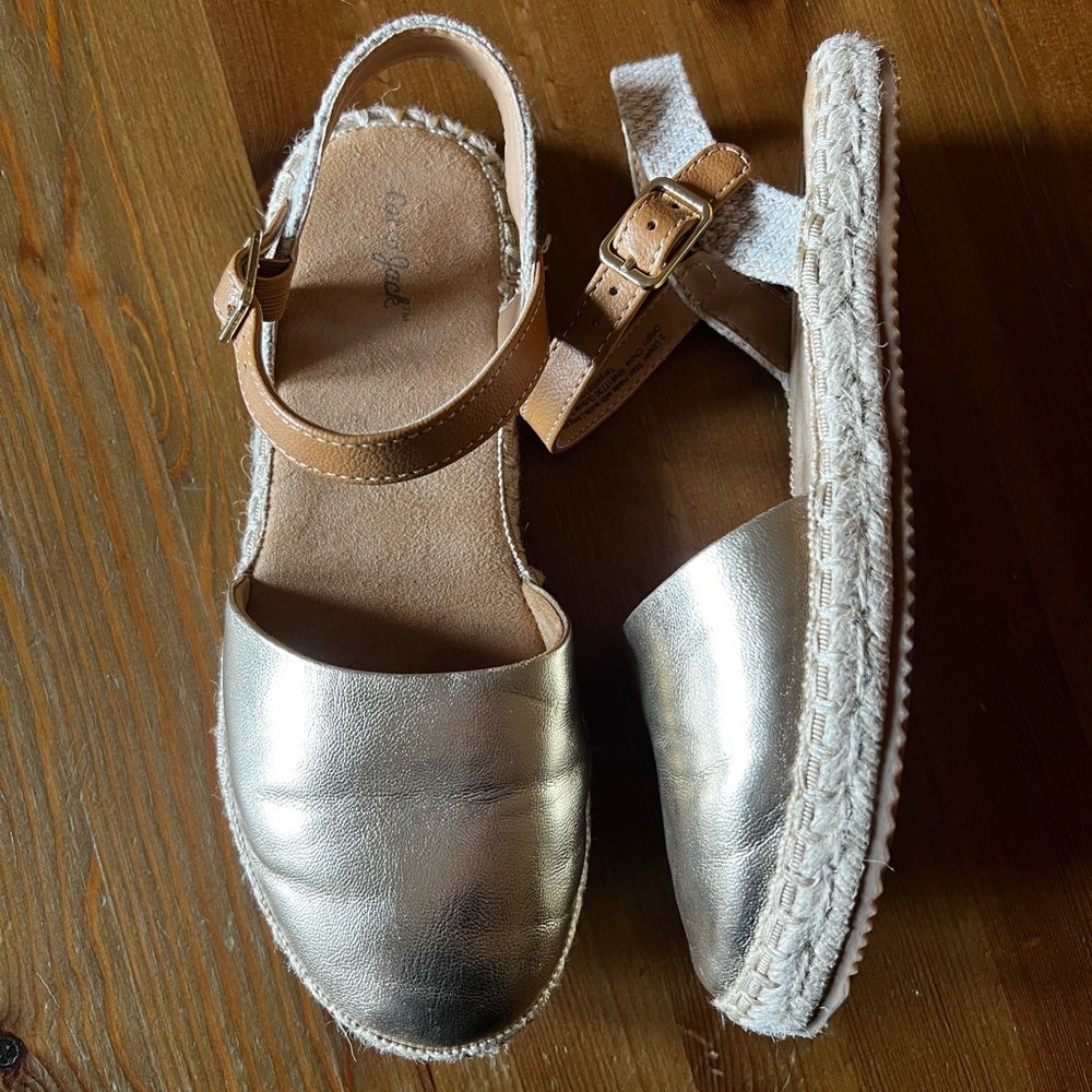 Gold Metallic espadrille Kids Sandals
